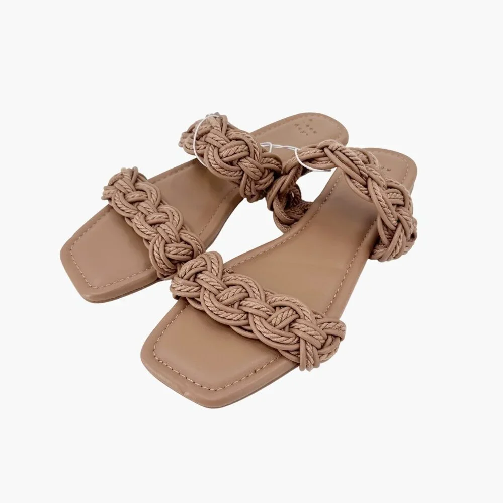NEW A New Day Sarafina Woven Two-Band Slide Sandals with Memory Foam Insole
